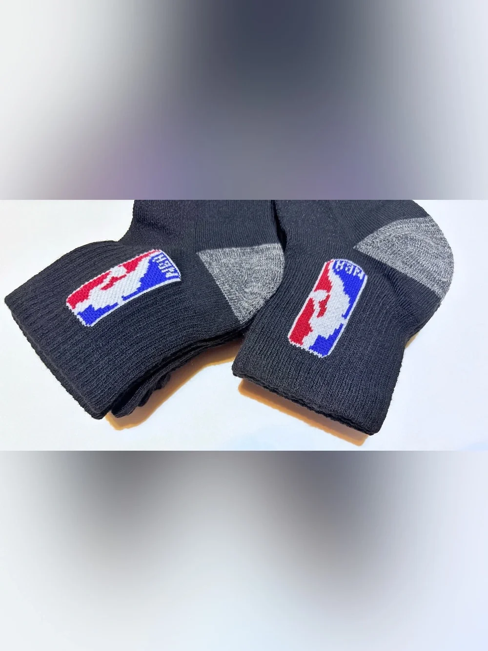 NBA Men's Quarter Crew Socks 6-Pack - Black & Gray